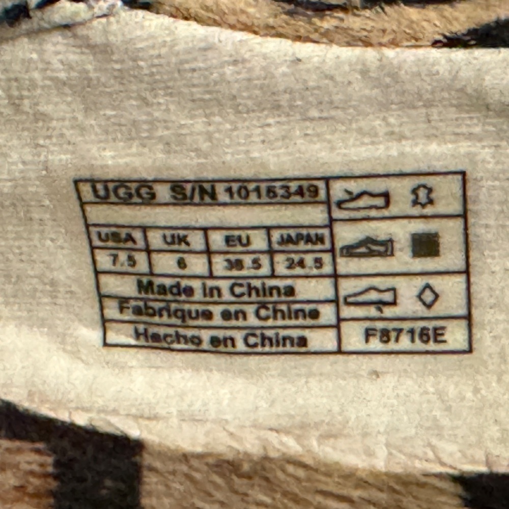 UGG Womens Keile Slip On Sneakers Beige Calf Hair Leopard Print Slip On Shoe 7.5 - Picture 6 of 6